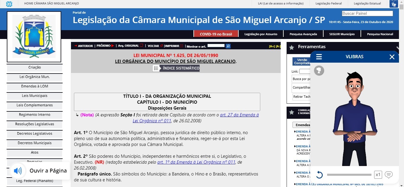 Portal de Leis da Câmara passa a ter acessibilidade em Libras e Áudio